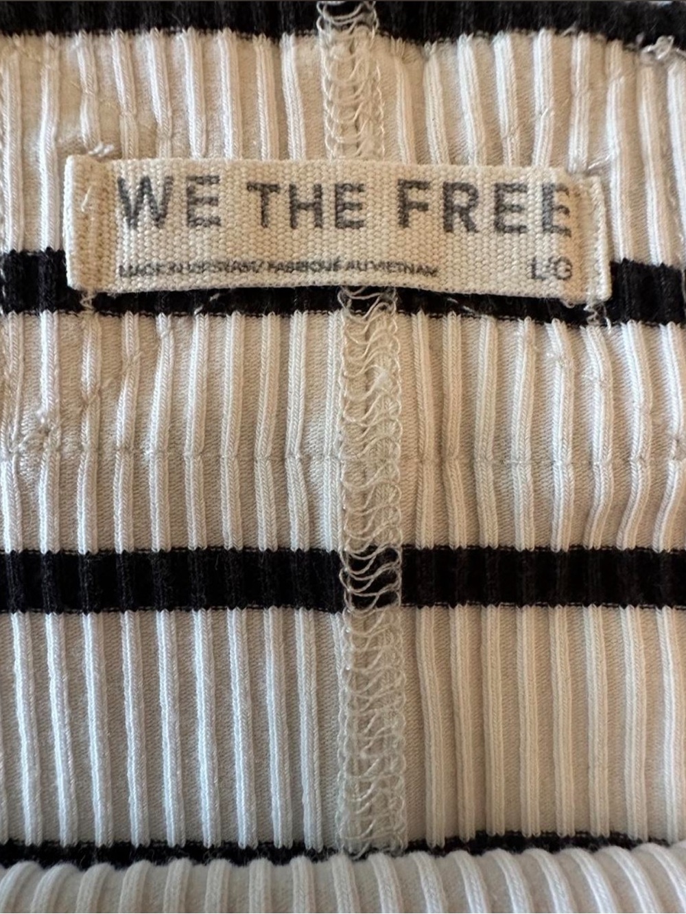 Free People We The Free Mia Striped Ribbed Tank Charcoal Ivory Size L 90s - Picture 5 of 8
